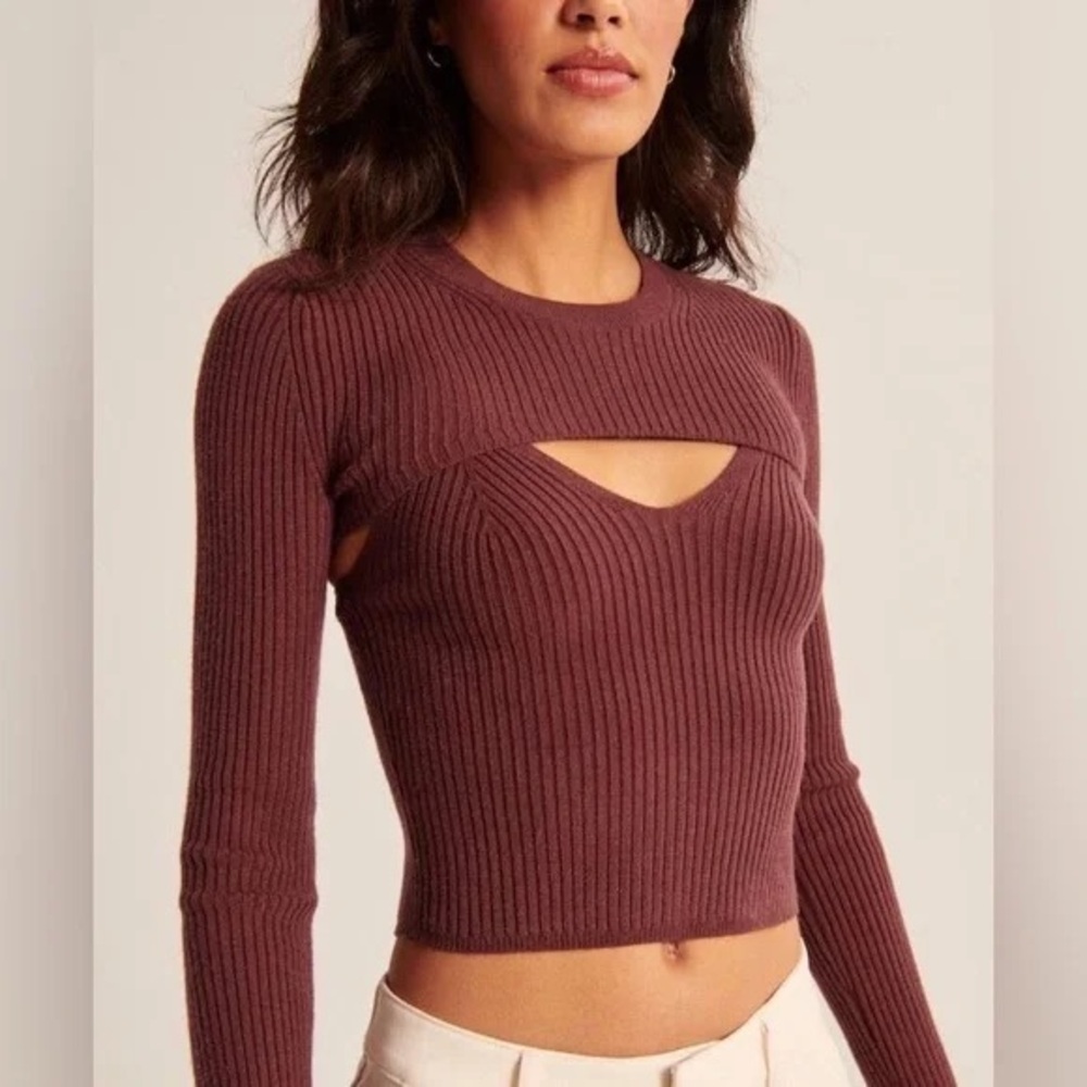 abercrombie and fitch | “paprika red” sweater tank and shrug set
